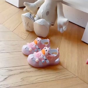 Little Duck Light-up LED Sandals For First Walker Anti-kick Baby Shoes For 0-3 Years Old Prewalker Soft Sole Cartoon For Girl