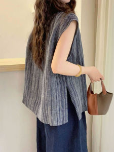 YUFUQING | French Split Sleeve Round Neck Shirt Womens Fashion Summer New Style Luxury Anti-Aging Trendy Top Polyester Fiber V-Neck No Button