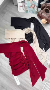 Đầm Nữ Vải Nhũ Trễ Vai 2 Lớp - Tharo Clothing [DAM0069]