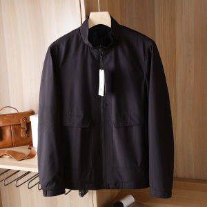 Double-Sided Wear Mens Casual Jacket Stand Collar Spring Autumn Outerwear Polyester Fabric Zipper Sleeve Fashion Urban Style