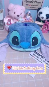 Túi gấu Stitch xanh cỡ lớn đeo chéo phong cách hoạt hình bản dây nhung lông độc lạ - ASANRIO HOUSE