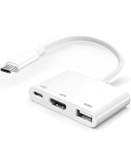 Bộ Chuyển Đổi USB C 3 Trong 1 Với Cổng Sạc - Bộ Chuyển Đổi HDMI USB-A OTG 10Gbps Type C Digital AV 4K Dành Cho iPhone 17 16 Galaxy S25