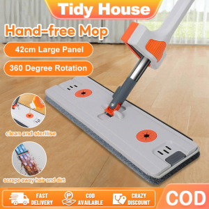 Tidy House Free Hand Washing Flat Mop180 Rotating Lengthen Flat Microfiber Floor Cleaning Household Cleaning No-wash Dry and Wet Dual-use Flat Mop