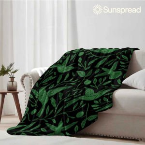Beast Kingdom | black green hummingbird Soft Warm Flannel Blanket Lightweight Cozy Christmas Halloween Home Decor Room