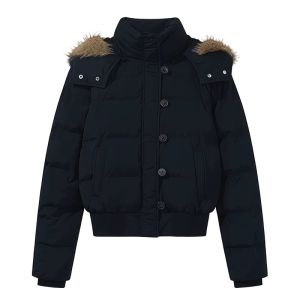 JIN SI | Warm Womens Down Coat with Faux Fur Collar and Fleece Lining