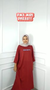 Midi Dress Terbaru 2023 Long Tunik Jumbo DM3 Midi Dress Kaos Katun Combed 24s Korean Style