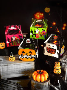 Halloween Portable Box Snack Box Party Gift Packaging Box Paper Box Childrens Portable Box Toy Blind Box Square