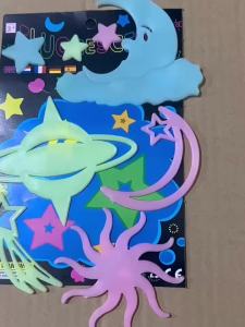 Stiker Cahaya Malam Bintang Bulan Warna   Hiasan Dinding Bercahaya Bekalan Rentas Sempadan Pelekat Tingkap Pendarfluor Magnet i Sejuk Langit Berbintang