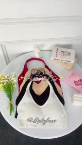 LadyLuxe - Bra BH Wanita Atasan V-Neck Seksi Leher Tali Ikat Gantung Crop Top Sport Necktie BR023