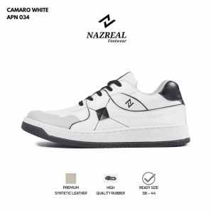Naz Camaro - Sepatu Kasual Pria Sneakers Travelling Putih Sepatu Kets Santai Pria Premium 100% Lokal