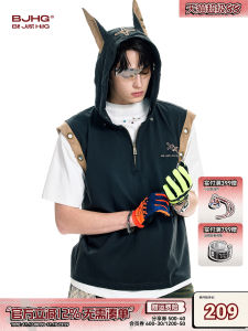 Áo Vest Không Tay Mùa Hè Rộng Rãi Phong Cách Mỹ Cho Nam Và Nữ Áo Vest Không Tay Có Mũ Trùm Đầu Bằng Cotton Thường Ngày