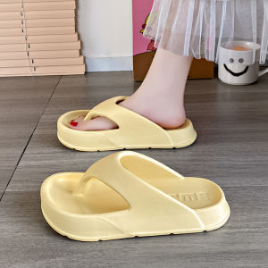 Thick Heel Thong Slippers Womens Summer New Style Outdoor Wear French Board Anti-Slip Beach Sandals Womens Simple EVA Slippers