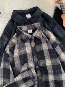 Retro American Color-Contrast Check Long-Sleeves Shirt: A Spring & Fall Must-Have