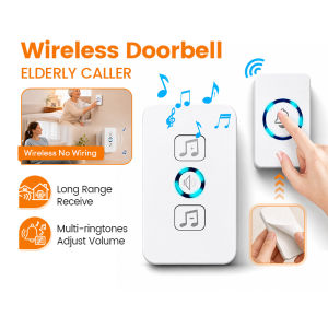 【UK 3 Pin Plug】Smart Wireless Doorbell 58Ringtones & 120m Range Self-adhesive Doorbell with Night Indicator for Home Shop Office Loceng Pintu 智能无线门铃