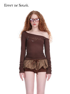 Sequins Asymmetrical Neck Slim Fit T-Shirt
