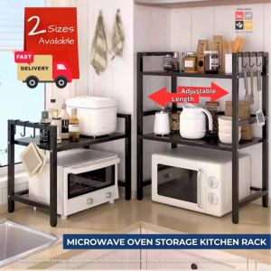 (SG Seller) Microwave Oven Appliances Rack Adjustable Extendable Kitchen Office Living Space Free 6 hooks DIY