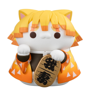 Bandai | 8pcs Q Version Demon Slayer Sitting Ghost Doll Tanjiro Nezuko Inosuke Zenizu Toy Figure Lucky Cat Series PVC Model Birthday Gift