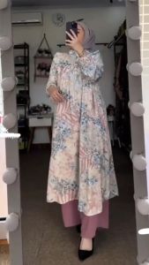 AYESHA Setelan Baju Long Tunik Wanita Terbaru Viral Mewah Modern Simple Elegan