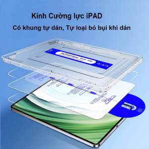 cường lực ipad có khung tự dán cao cấp sẵn tấm hút bụi dễ dán ipad mini air pro gen M1 M2 M3 M4 a16 air13 12.9 2021 2022