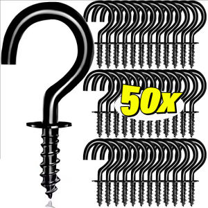 50Pcs Hook Screw Sturdy and Durable Wall Mounted String Light Holder Ceiling Hooks Keys Cup Hanger