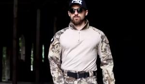 Men Combat Military Army CP Camo Long Sleeve Hiking Hunting Climbing Shirt Male Wear-resistant for Hunting Hiking Sport Clothes