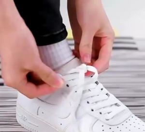 1 Set Lazy Elastic No Tie Shoelace Flat Tali Sepatu Lebar Metal Lock