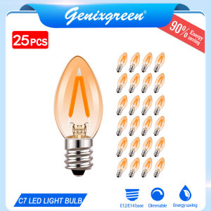 25 Packs E12 E14 Replacement LED Edison Bulbs 1W C7 Candelabra Light Bulb Vitange 10W Equivalent Decorative Bulbs for Christmas Party