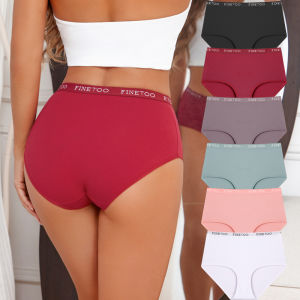 FINETOO High Waist Cotton Panties for Women Comfortable Breathable Seamless Underwear Tummy Control Shaping