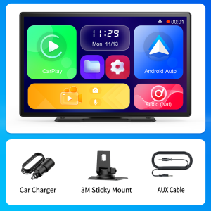 Imagebon 9"Dash Cam Wireless CarPlay Android Auto Dash Cam AUX Bluetooth Audio BT Phone Call Airplay Miracast Dashboard Car DVR