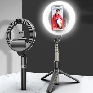 Zeallion 4in1 Selfie LED Ring Light Wireless Bluetooth Mini Tripod Handheld Extendable Foldable Selfie Stick with Remote