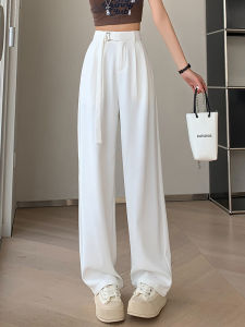 Quần Ống Rộng Cạp Cao Thời Trang Mùa Hè Cho Nữ Quần Ống Đứng Rộng Rãi Quần Tây Màu Đen Quần Dài Thường Ngày