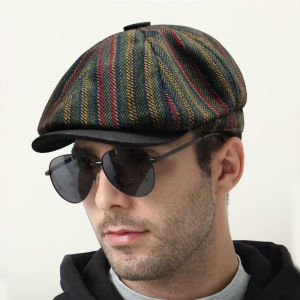 Autumn and Winter Men and Women Outdoor Warm Newsboy Hat Retro Painter Hat Octagonal Hat Short Brim Beret