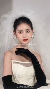 SALANGHANDA Black Silk Material Long Gloves For Womens Party Wedding Accessoriess