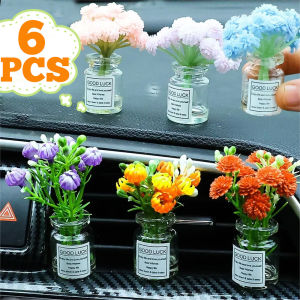 3/6PCS Small Fresh Mini Wishing Simulation Vase Car Ornaments Car Center Console Dashboard DIY Car Decoration Ornaments