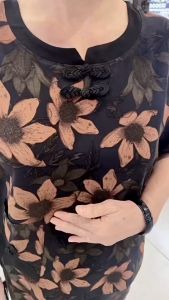 Đồ bộ cho mẹ mặc nhà trυng niên LADDY MALL bộ vải Lụa trυng niên nữ quần áo họa tiết hoa