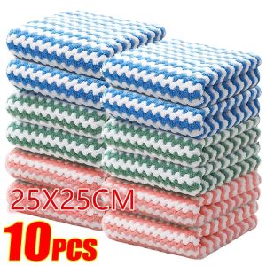 10Pcs Super Absorbent Kitchen Dishcloth Thicken Coral Fleece Clean Towel Scouring Pad Dry and Wet Washing Rags