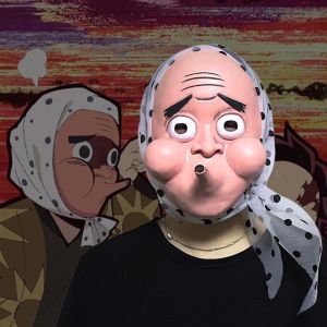 ฮาโลวีน Demon Slayer Blacksmith หน้ากาก Latex Full Face ผู้ใหญ่คอสเพลย์ปาร์ตี้ Prop Steel Tomb Dance < Ne1> อุปกรณ์เสริม Masquerade