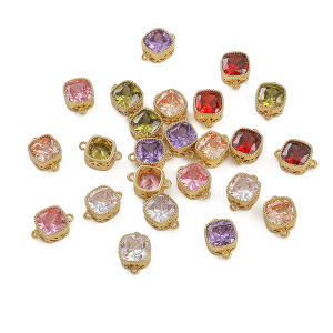 เครื่องประดับอัญมณี DIY ด้วย จี้ที่แขวนสองชั้นทรงสีเหลี่ยม 10x7มม 1ชิ้น/ถุง สำหรับการทำตามคำแนะนำ