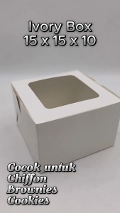 (10 PCS) Box Kue Ivory Window 15x15x10 cm Kotak Kue Tart Dessert Box Mika Box Ulang Tahun