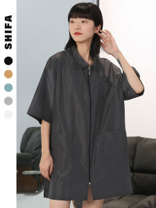 Hair Salon Hairdressing Work Clothes Extended Hair Cutting Apron Short Sleeve Overclothes Medium and Large Workers Hair Treatment Oil Hair Dyeing Long Sleeves Technician Clothes