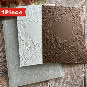 New floral embossed plastic 3D folder for DIY card making and scrapbook - Fairy Tale World element design in heart-shaped green