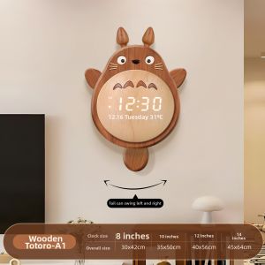 HAOJIUBUJIAN | Creative Totoro Design Living Room Wall Clock Wooden Style Silent