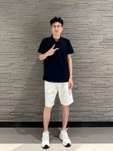 Cobalt Blue Polo Shirt Short Sleeve Men Summer American High Street Turn-down Collar Shirt Premium Cotton Teenage Seven Sleeve