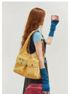TOUTOU | Yellow Oil Wax Dual-Sided Tote Large Capacity Commuter Single Shoulder Bag