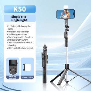 Gậy Chụp Ảnh 3 Chân Có Đèn Led K50 - Chụp Ảnh Từ Xa Bluetooth Hỗ Trợ Selfie Quay Video Livestream Chiều Dài 1m9
