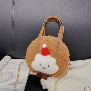 Coral Velvet DIY Hand-Woven Bag Homemade Materials Wool Crossbody Bag Cute Christmas Shoulder Bag Clouds