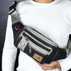 Tas Selempang Pria POLO AMSTAR Canvas Waistbag Slingbag Kanvas Tas Pinggang Cowok Casual Multifungsi