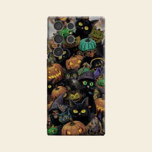 Halloween Cat Pumpkin Collage Luxury Fashion Full Lens Protective Case for Samsung Galaxy S26 S25 S24 A56 A36 Plus Ultra