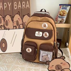 New Cute Capybara Kids School Bag （6-15Y) Waterproof large capacity Childrens School backpack  Spine Protection Load Reduction Primary Students School backpacks