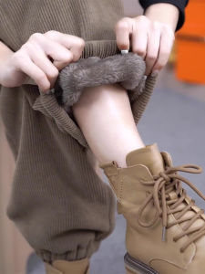 Fleece-lined Thickened Harem Sweatpants Children Autumn and Winter Plus Size Ladies Cashmere Heattech Tappered Slimming High Waist Casual Trousers